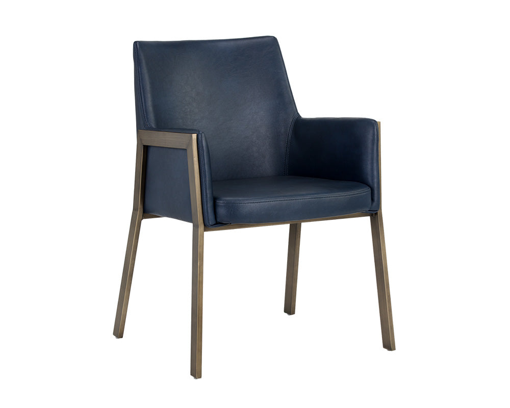 Sunpan Bernadette Dining Armchair - Bravo Admiral/Bravo Black/Bravo Cognac/Kendall Grey