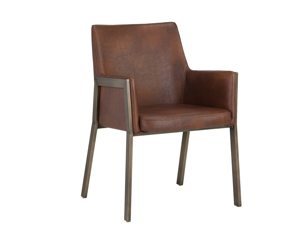 Sunpan Bernadette Dining Armchair - Bravo Admiral/Bravo Black/Bravo Cognac/Kendall Grey