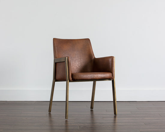 Sunpan Bernadette Dining Armchair - Bravo Admiral/Bravo Black/Bravo Cognac/Kendall Grey