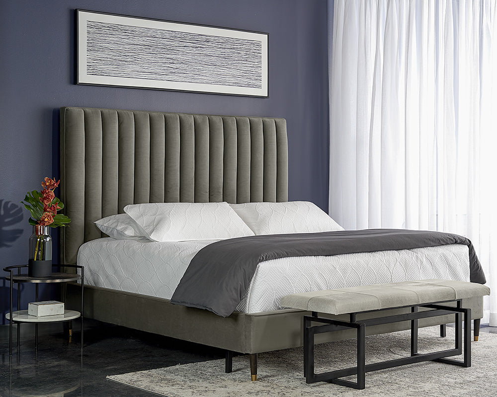 Sunpan Yosi Bed - King In Abbington Navy/Antonio Charcoal