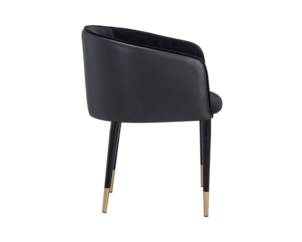 Sunpan Asher Dining Armchair - Abbington Black and Napa Black/Flint Grey and Napa Taupe/Sparrow Grey and Napa Black