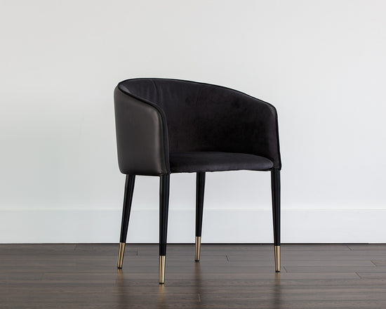 Sunpan Asher Dining Armchair - Abbington Black and Napa Black/Flint Grey and Napa Taupe/Sparrow Grey and Napa Black