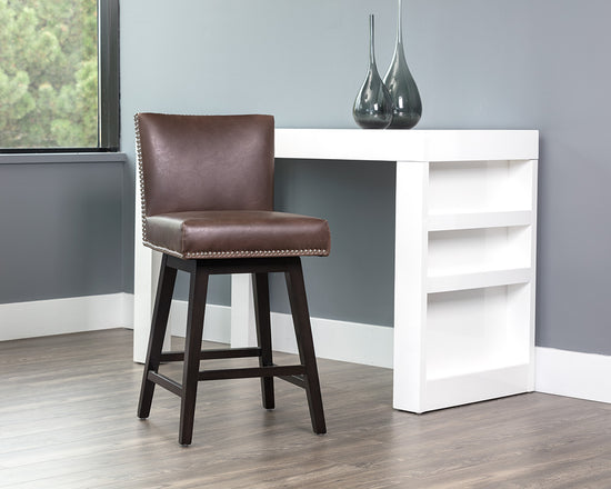Sunpan Vintage Swivel Counter Stool - Brown/Castillo Cream/Coal Black/Havana Dark Brown/Overcast Grey