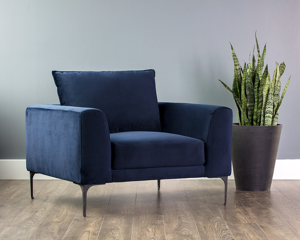 Sunpan Virgo Armchair - Metropolis Blue/Polo Club Kohl Grey/Stone