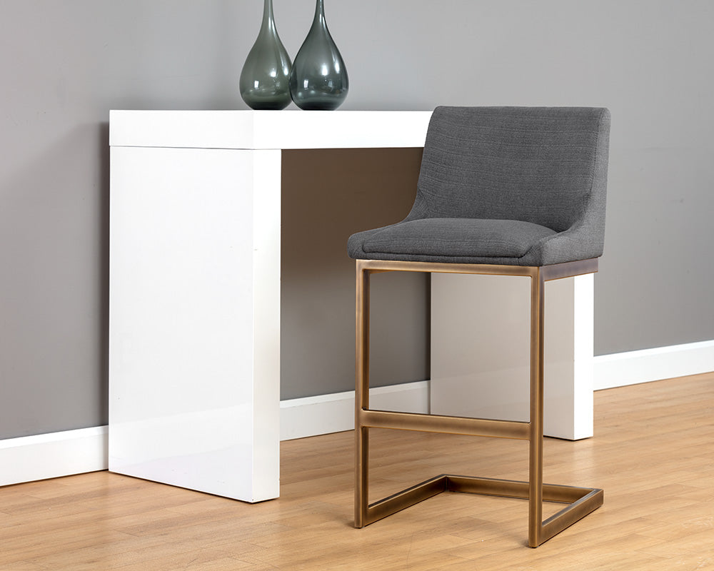 Sunpan Holly Barstool - Abbington Burnt Orange/Zenith Graphite Grey/Zenith Soft Grey