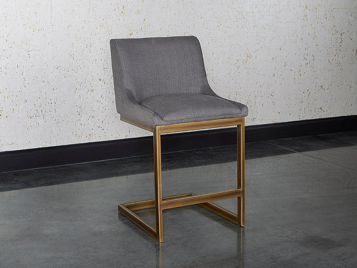 Sunpan Holly Counter Stool - Abbington Burnt Orange/Zenith Graphite Grey/Zenith Soft Grey