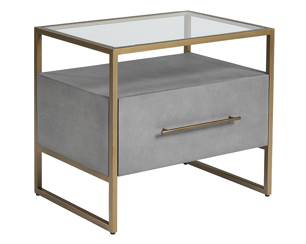 Sunpan Venice Nightstand - Shagreen Leather