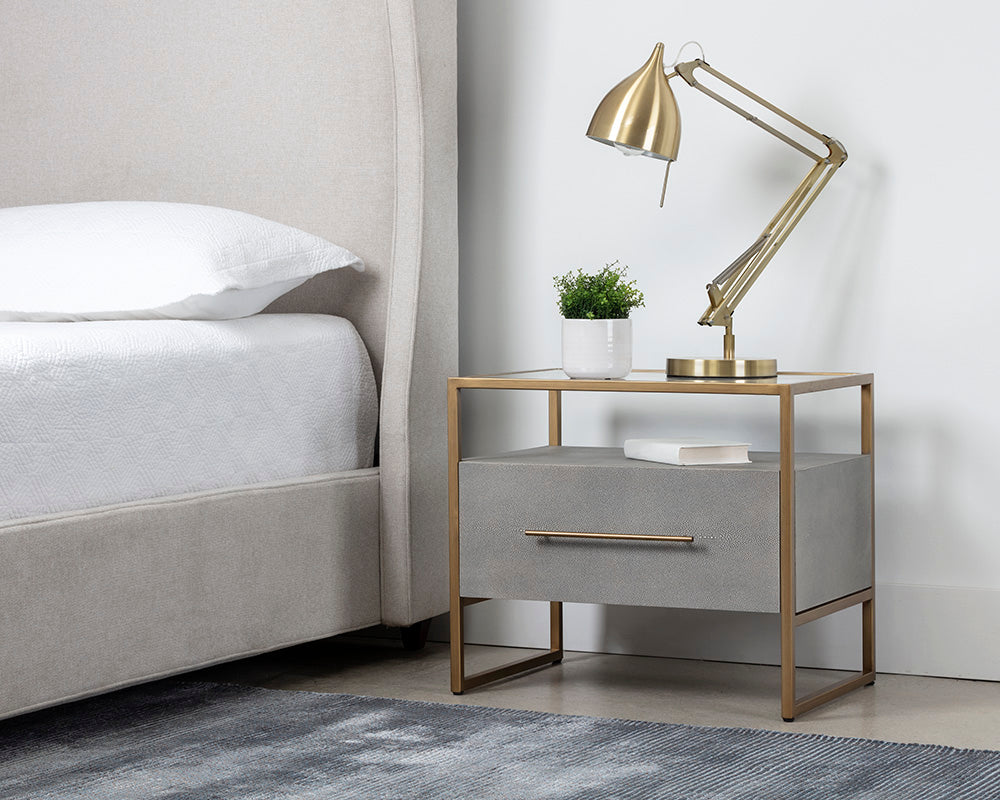 Sunpan Venice Nightstand - Shagreen Leather