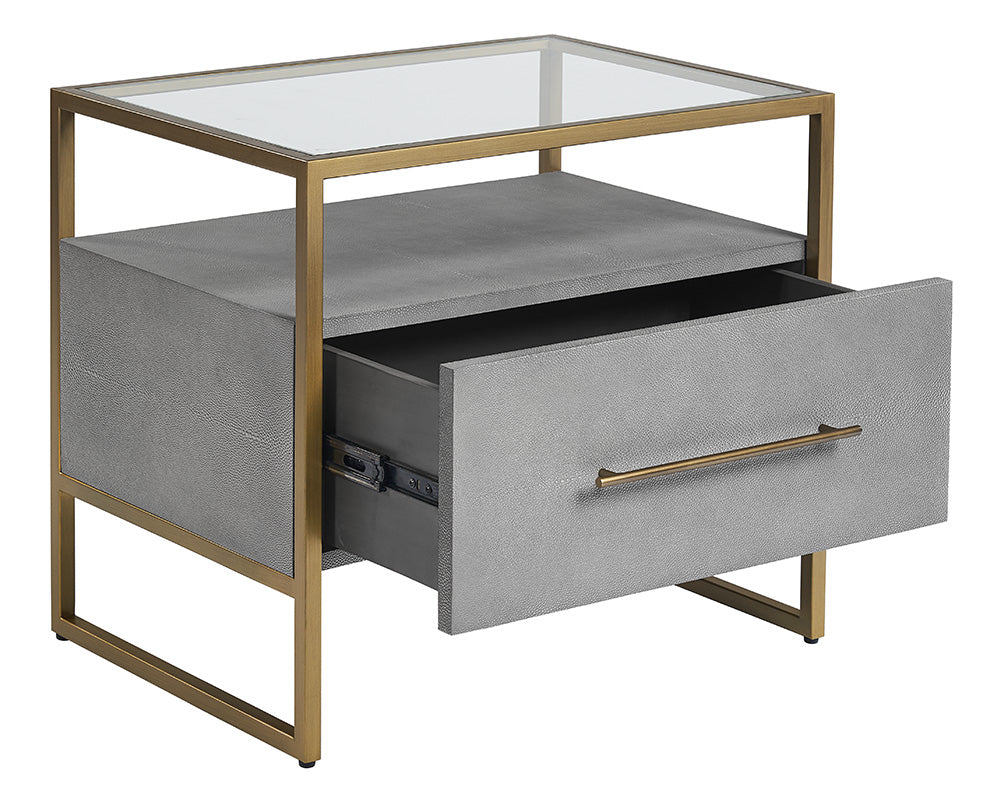 Sunpan Venice Nightstand - Shagreen Leather