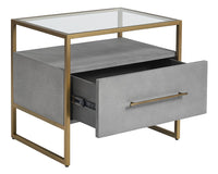 Sunpan Venice Nightstand - Shagreen Leather