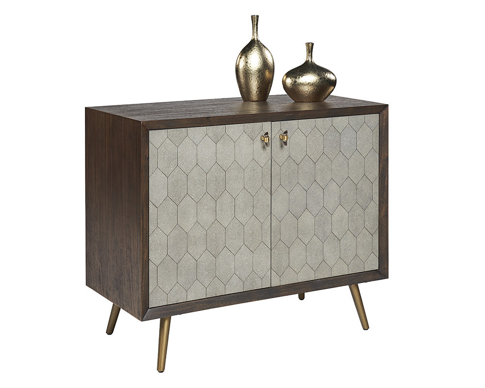 Sunpan Aniston Sideboard In Dark Mango/White Ceruze And Shagreen Leather - Small