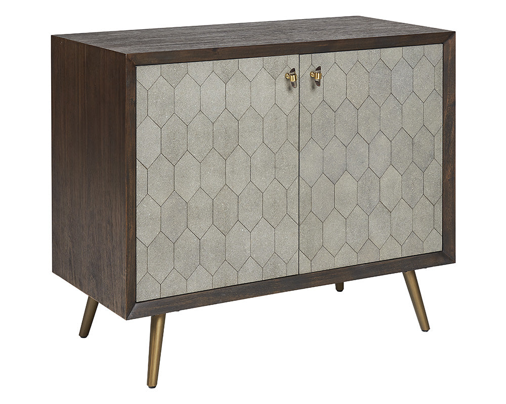 Sunpan Aniston Sideboard In Dark Mango/White Ceruze And Shagreen Leather - Small