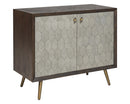 Sunpan Aniston Sideboard In Dark Mango/White Ceruze And Shagreen Leather - Small