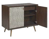 Sunpan Aniston Sideboard In Dark Mango/White Ceruze And Shagreen Leather - Small