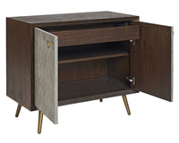 Sunpan Aniston Sideboard In Dark Mango/White Ceruze And Shagreen Leather - Small