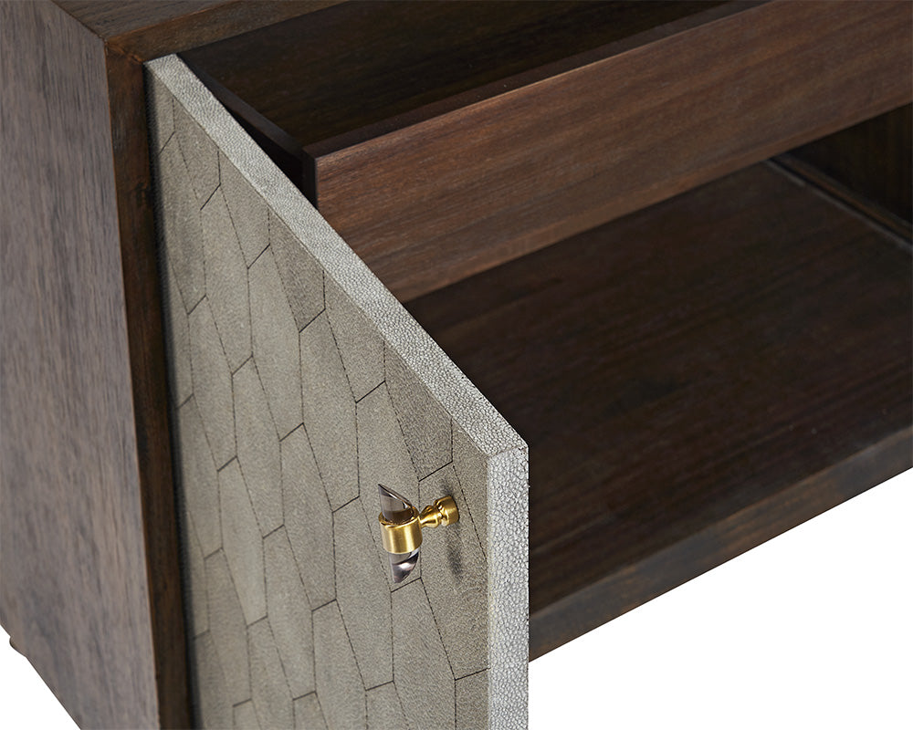 Sunpan Aniston Sideboard In Dark Mango/White Ceruze And Shagreen Leather - Small