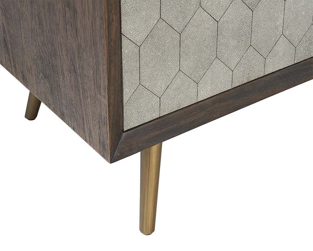 Sunpan Aniston Sideboard In Dark Mango/White Ceruze And Shagreen Leather - Small