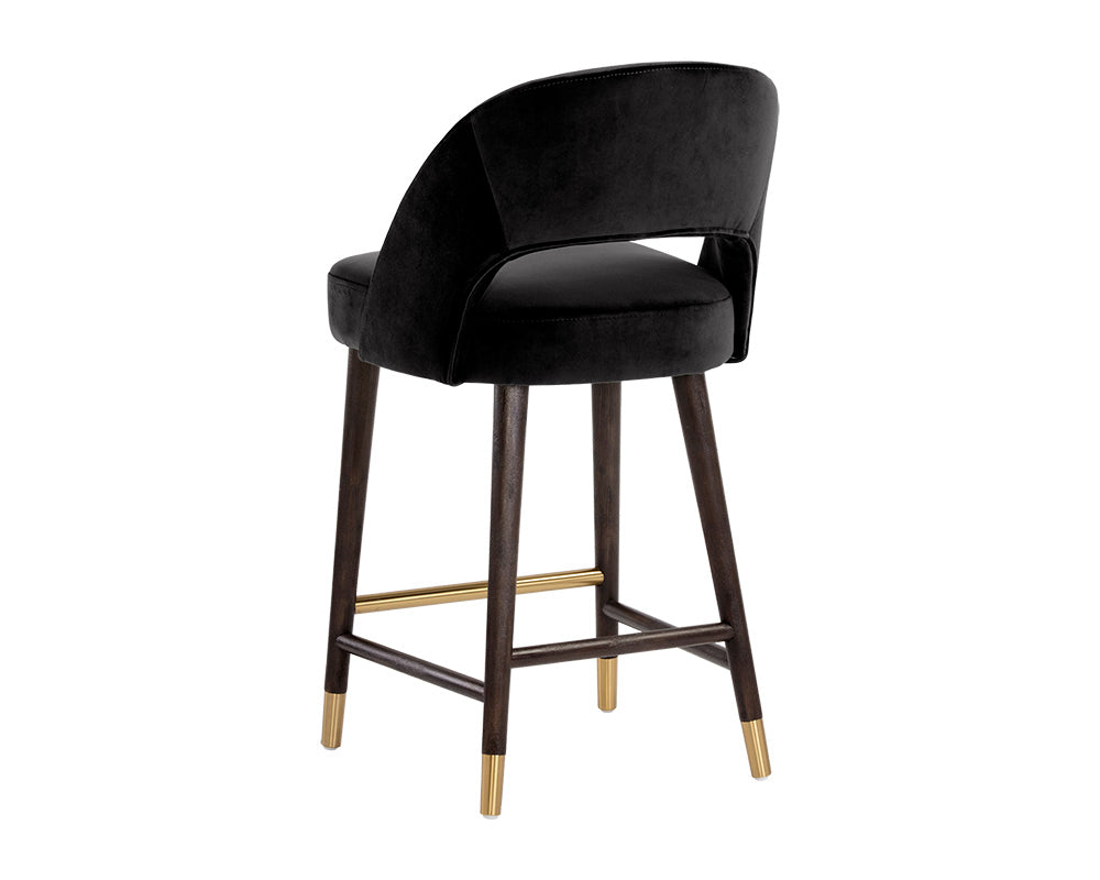 Sunpan Monae Counter Stool - Abbington Black/Bravo Cream and Polo Club Muslin/Moss Green