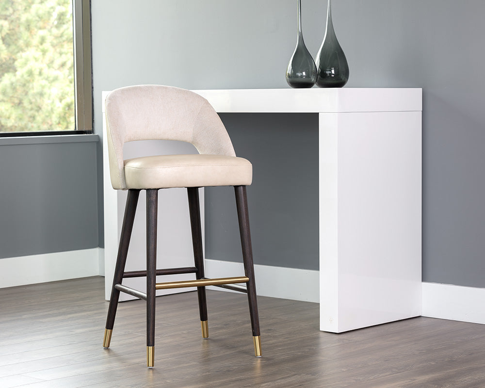 Sunpan Monae Barstool - Abbington Black/Bravo Cream and Polo Club Muslin