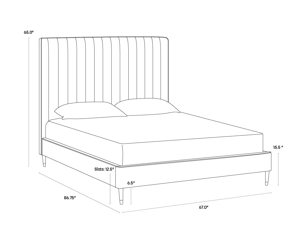 Sunpan Yosi Bed - Queen In Abbington Navy/Antonio Charcoal