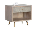 Sunpan Aniston Nightstand In Dark Mango/White Ceruze And Shagreen Leather