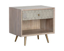 Sunpan Aniston Nightstand In Dark Mango/White Ceruze And Shagreen Leather
