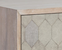 Sunpan Aniston Nightstand In Dark Mango/White Ceruze And Shagreen Leather