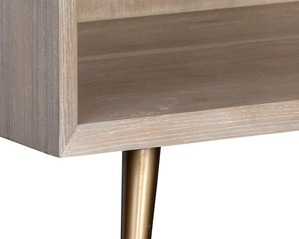 Sunpan Aniston Nightstand In Dark Mango/White Ceruze And Shagreen Leather
