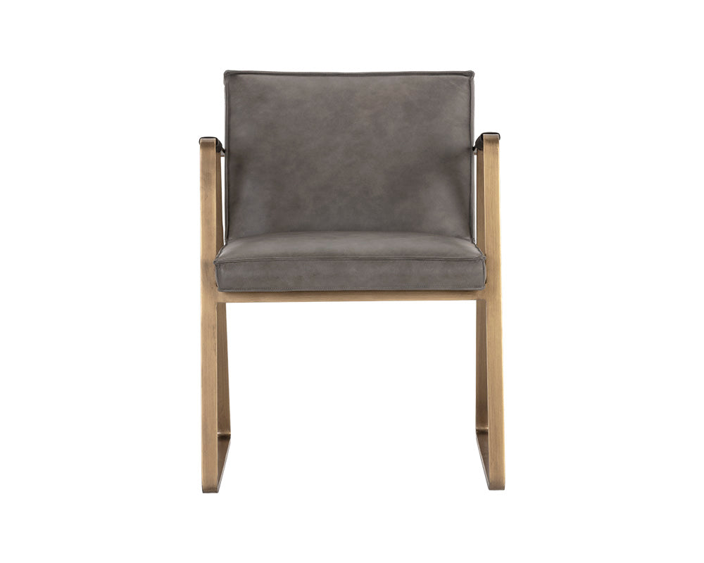 Sunpan Kristoffer Dining Armchair - Vintage Steel Grey Leather