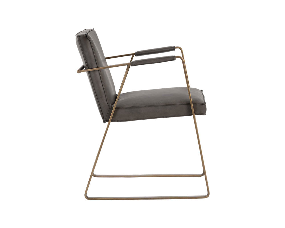 Sunpan Kristoffer Dining Armchair - Vintage Steel Grey Leather