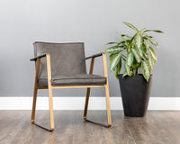 Sunpan Kristoffer Dining Armchair - Vintage Steel Grey Leather