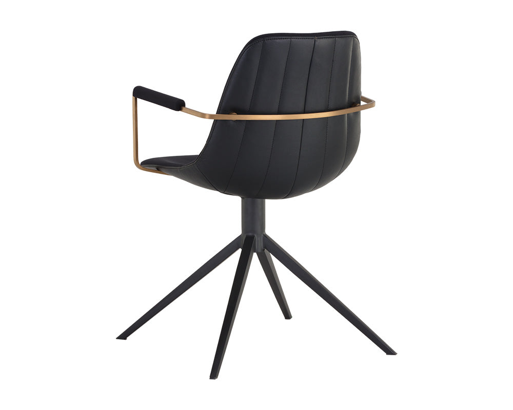 Sunpan Cassius Swivel Dining Armchair - Abbington Black and Bravo Black/Dillon Cream/Slate Tint and Nightfall Black