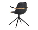 Sunpan Cassius Swivel Dining Armchair - Abbington Black and Bravo Black/Dillon Cream/Slate Tint and Nightfall Black