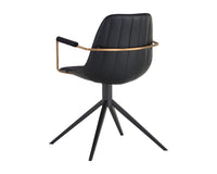 Sunpan Cassius Swivel Dining Armchair - Abbington Black and Bravo Black/Dillon Cream/Slate Tint and Nightfall Black