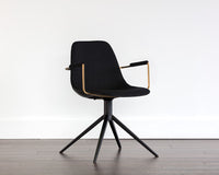Sunpan Cassius Swivel Dining Armchair - Abbington Black and Bravo Black/Dillon Cream/Slate Tint and Nightfall Black
