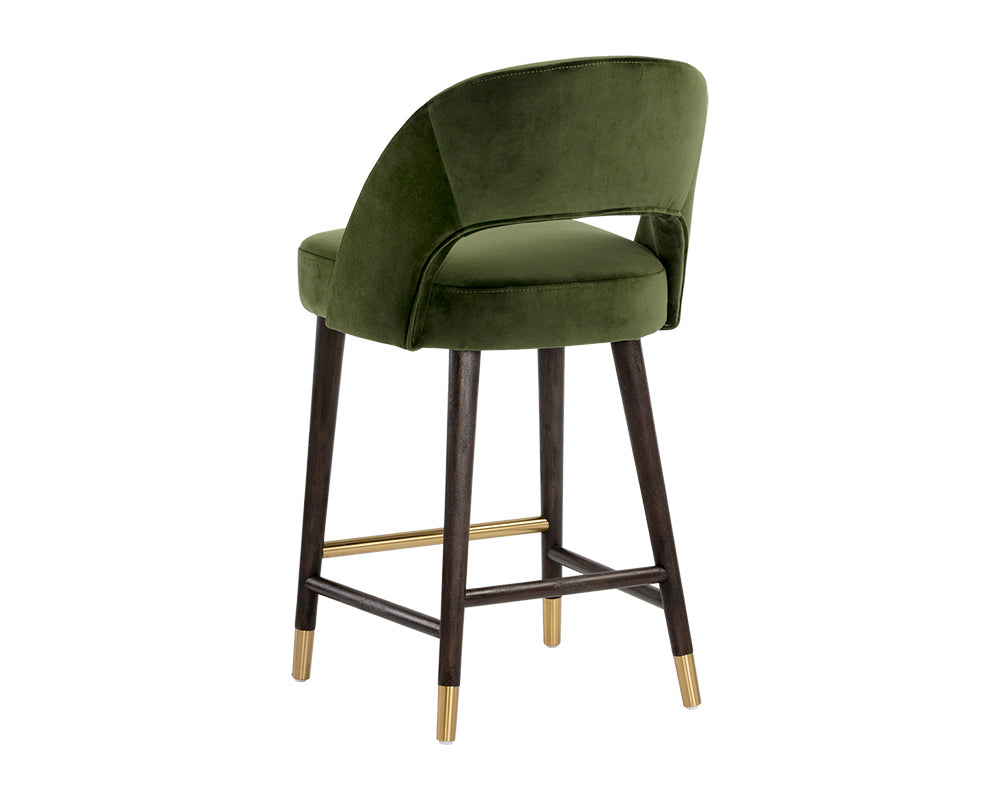 Sunpan Monae Counter Stool - Abbington Black/Bravo Cream and Polo Club Muslin/Moss Green