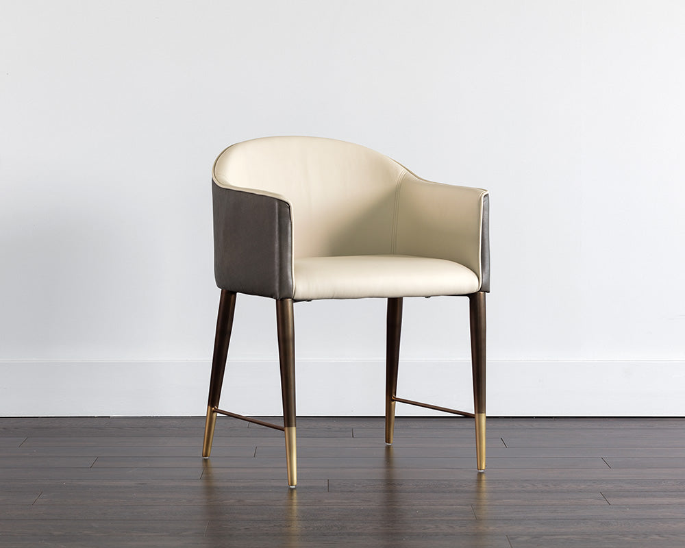 Sunpan Kylin Dining Armchair - Dillon Cream and Bravo Ash