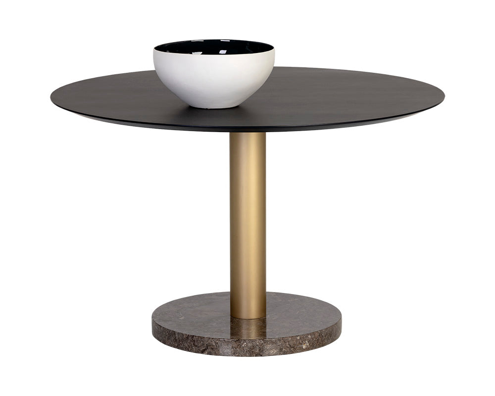 Sunpan Monaco Dining Table - Gold - Light Grey Marble / Charcoal Grey - 48"