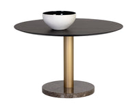 Sunpan Monaco Dining Table - Gold - Light Grey Marble / Charcoal Grey - 48"