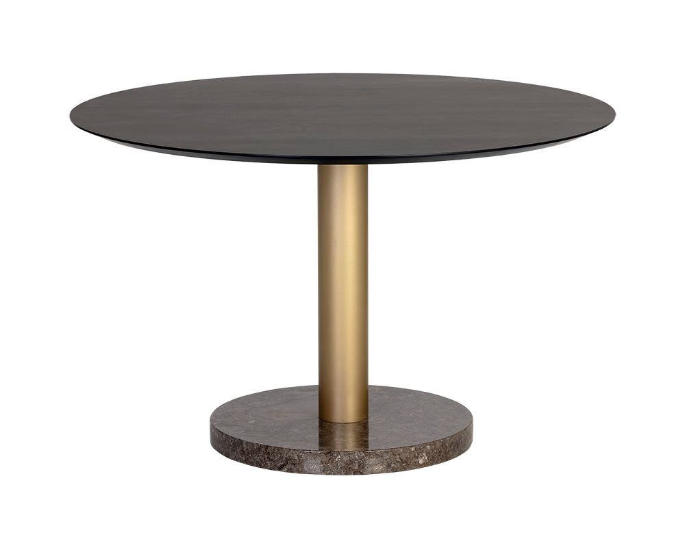 Sunpan Monaco Dining Table - Gold - Light Grey Marble / Charcoal Grey - 48"