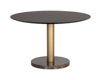 Sunpan Monaco Dining Table - Gold - Light Grey Marble / Charcoal Grey - 48"