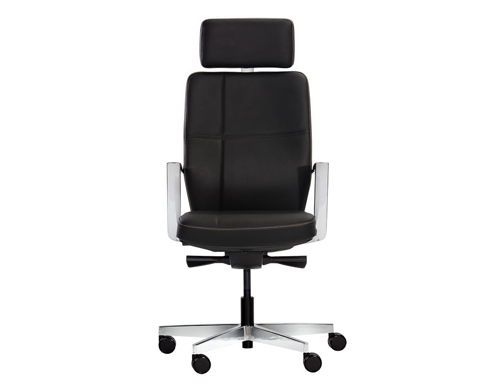 Sunpan Dennison Office Chair in Black Leather/Cream Leather/Sand Leather