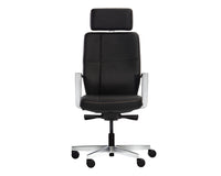Sunpan Dennison Office Chair in Black Leather/Cream Leather/Sand Leather