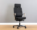 Sunpan Dennison Office Chair in Black Leather/Cream Leather/Sand Leather