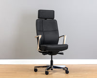 Sunpan Dennison Office Chair in Black Leather/Cream Leather/Sand Leather