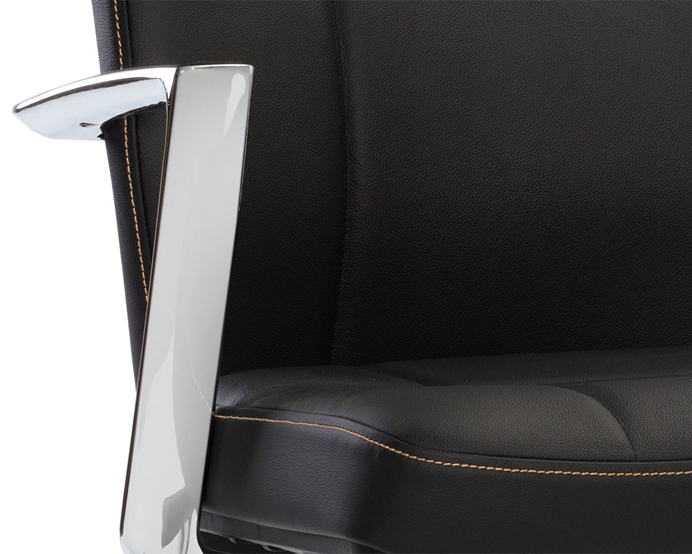 Sunpan Dennison Office Chair in Black Leather/Cream Leather/Sand Leather