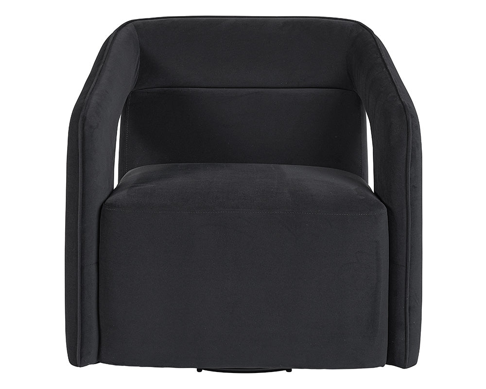Sunpan Kendrick Swivel Lounge Chair - Abbington Black / Belfast Heather Grey
