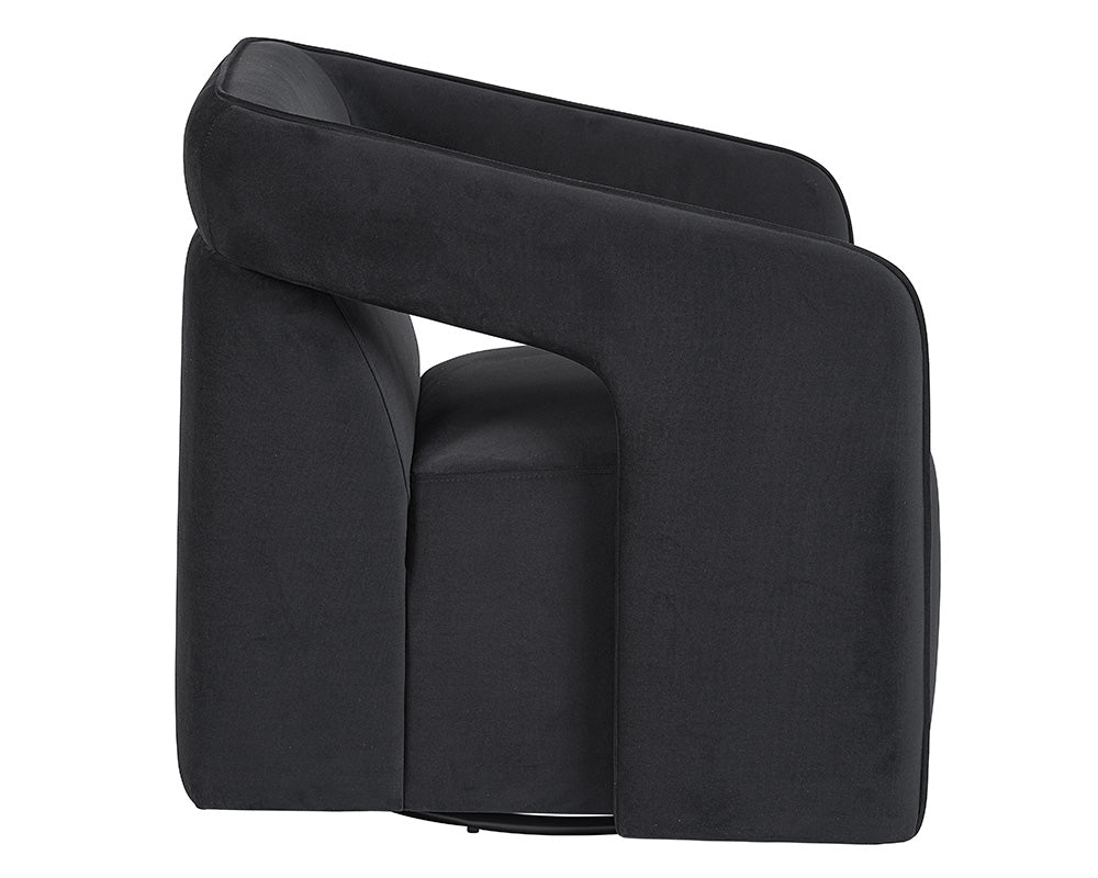 Sunpan Kendrick Swivel Lounge Chair - Abbington Black / Belfast Heather Grey
