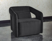Sunpan Kendrick Swivel Lounge Chair - Abbington Black / Belfast Heather Grey