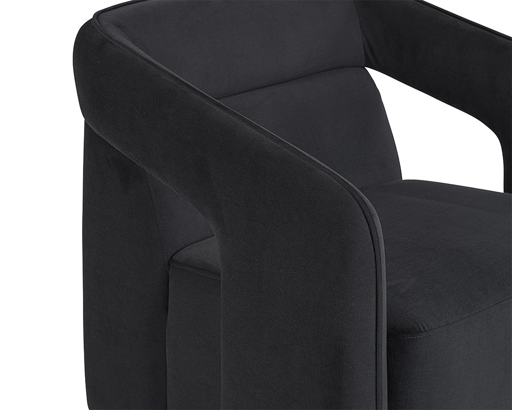 Sunpan Kendrick Swivel Lounge Chair - Abbington Black / Belfast Heather Grey